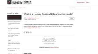 What is a Hockey Canada Network access code?