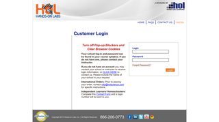 Hands-On Labs, Inc.: Customer Login