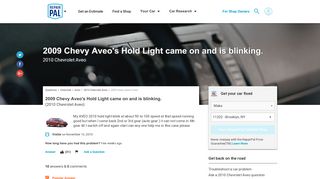 2009 Chevy Aveo's Hold Light came on and is blinking. - 2010 ...
