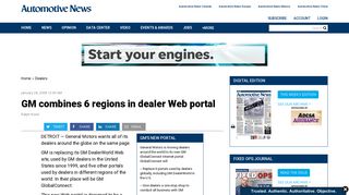 GM combines 6 regions in dealer Web portal - Automotive News