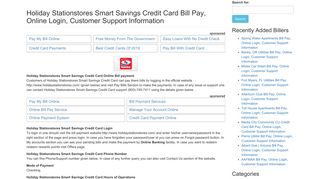Holiday Stationstores Smart Savings Credit Card Bill Pay, Online ...