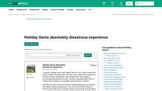 Holiday Gems absolutely disastrous experience - Holiday Travel ...
