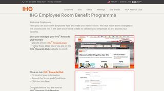 Employee Room Benefit Programme | IHG