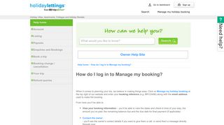 How do I log in to Manage my booking? - Holiday Lettings
