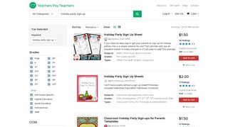 Holiday Party Sign Up Teaching Resources | Teachers Pay Teachers