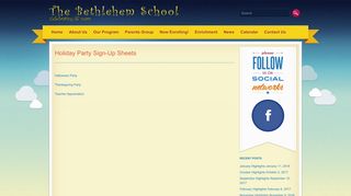 Holiday Party Sign-Up Sheets | The Bethlehem School