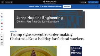 Trump signs executive order making Christmas Eve a holiday for