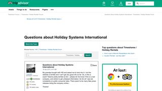 Questions about Holiday Systems International - Timeshares ...