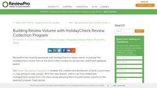 Building Review Volume with HolidayCheck Review Collection ...