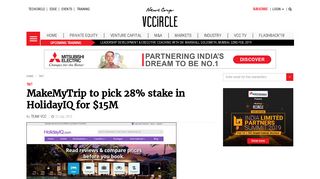 MakeMyTrip to pick 28% stake in HolidayIQ for $15M | VCCircle