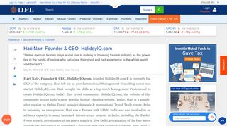 Hari Nair, Founder & CEO, HolidayIQ.com - IndiaInfoline