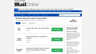Hollister discount code - 10% OFF in February - Daily Mail
