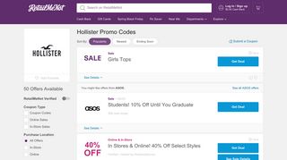 40% Off Hollister Promo Codes, Coupons, 2019 - RetailMeNot
