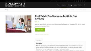 Real Estate Pre-Licensure Institute One (Online) - Holloway's Institute