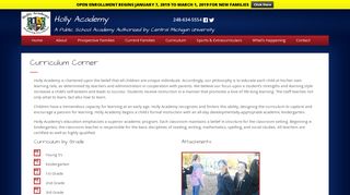 Curriculum Corner | Holly Academy