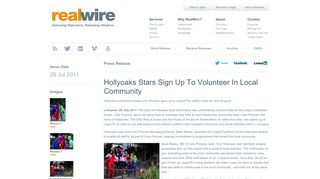 Hollyoaks Stars Sign Up To Volunteer In Local Community - RealWire