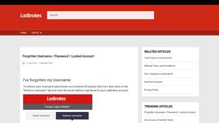 Forgotten Username / Password / Locked Account - Help - Ladbrokes