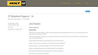 IT Helpdesk Support - Sr. | HOLT CAT®