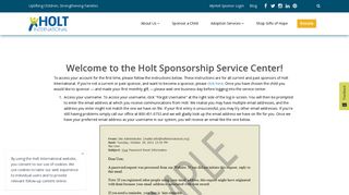 Holt Sponsorship Service Center - Holt International