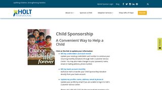 Update Sponsorship Account - Holt International Adoption Agency