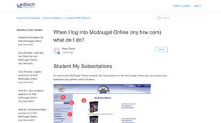 When I log into Mcdougal Online (my.hrw.com) what do I do ...