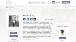 Kenneth HOLT | Obituary | Ottawa Citizen