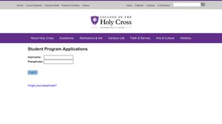 Student Program Application | College of the Holy Cross