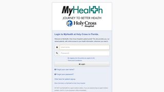 Login to MyHealth at Holy Cross in Florida.