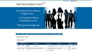 Holy Name Medical Center - Career Opportunities