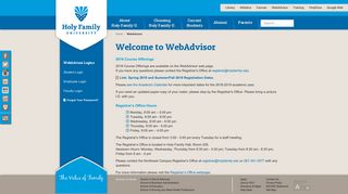 WebAdvisor (Self-Service) Login | Philadelphia | Holy Family University
