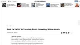 WAR IN THE GULF: Muslims; Saudis Decree Holy War on Hussein ...