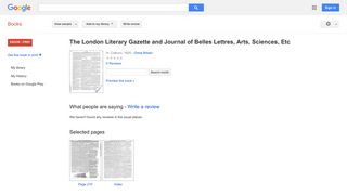 The London Literary Gazette and Journal of Belles Lettres, Arts, ...