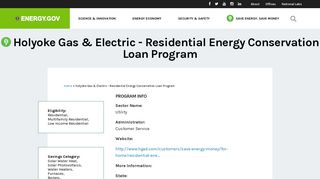 Holyoke Gas & Electric - Residential Energy Conservation Loan ...