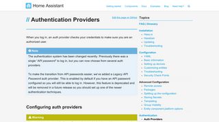Authentication Providers - Home Assistant