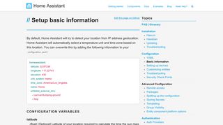 Setup basic information - Home Assistant