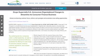 Grupo Supervielle SA Announces Organizational ... - Business Wire