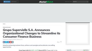 Grupo Supervielle SA Announces Organizational ... - MarketWatch