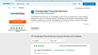 Top 787 Reviews and Complaints about Homebridge Financial Services