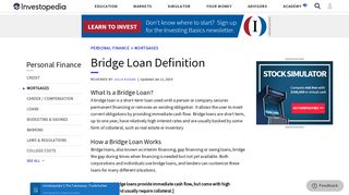 Bridge Loan Definition - Investopedia