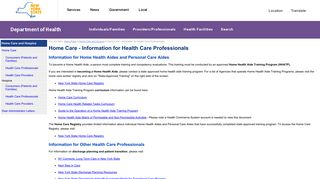 Home Care - Information for Health Care Professionals