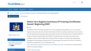 Home Care Registry Summary Of Training ... - HealthData.gov