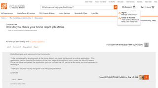 How do you check your home depot job status | The Home Depot ...