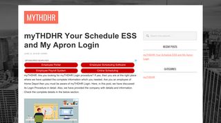 myTHDHR Your Schedule ESS and My Apron Login