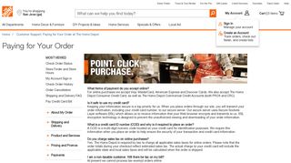 Customer Support: Paying for Your Order at The Home Depot