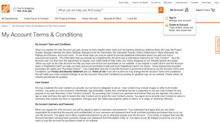 My Account Terms & Conditions at The Home Depot