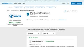 Top 116 Reviews and Complaints about PurchasingPower.com