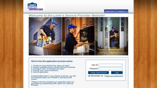 Welcome to the Lowe's Service Provider Website.