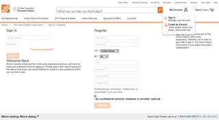 Sign In / Registration | The Home Depot Community