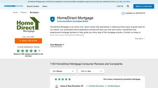 Top 1,182 Reviews and Complaints about HomeDirect Mortgage