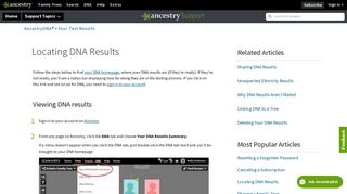 Locating DNA Results - Ancestry Support